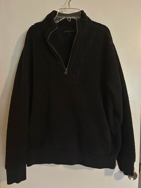 Banana Republic Black Sherpa Half-Zip Pullover Sweater